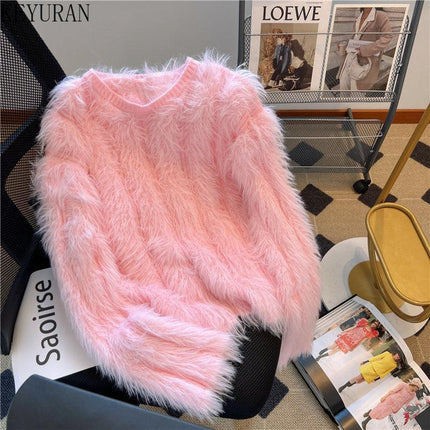 Opulent Korean-Inspired Faux Fur Sweater | Timeless Elegance