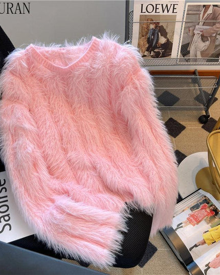 Opulent Korean-Inspired Faux Fur Sweater | Timeless Elegance