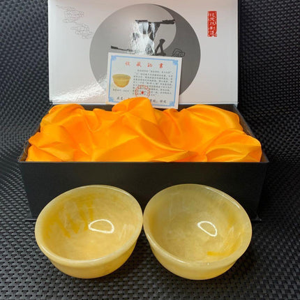 Artisanal Yellow Jade Tea Cups for an Elegant Tea Experience