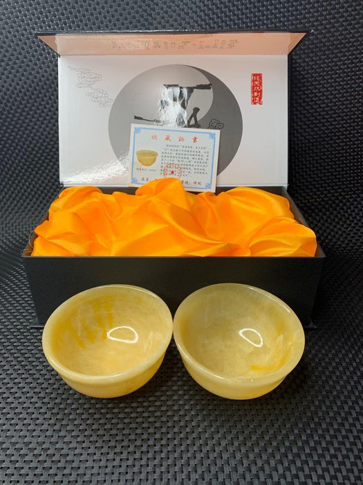Handcrafted Natural Yellow Jade Tea Cups for Elevated Tea Experience