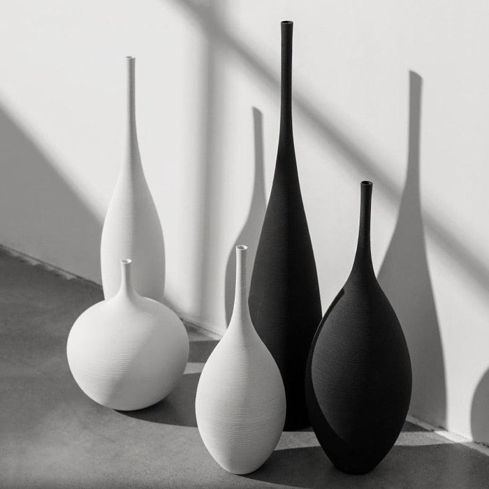 Scandinavian Black and White Zen Vase for Tranquil Home Setting