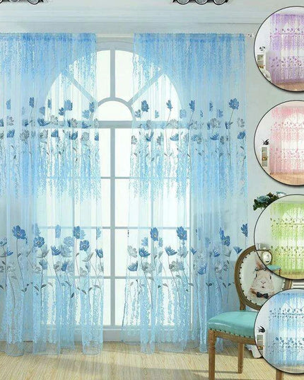 Elegant Floral Sheer Window Curtain for Kids' Spaces - Stylish Privacy Solution