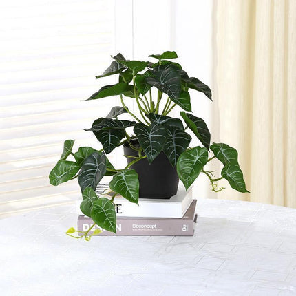 Realistic Green Turtle Leaf Faux Plant for Home and Garden Decoration