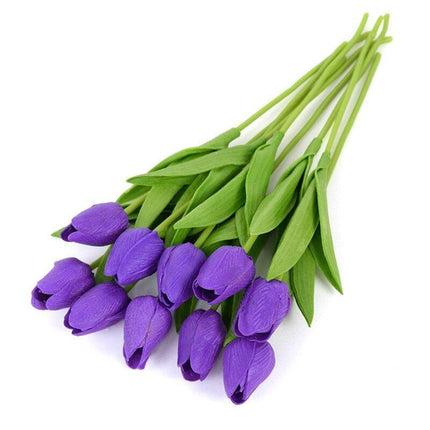 Chic Collection of 10 Lifelike Tulip Stems for Refined Home Decor