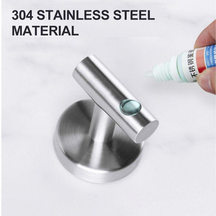 Sleek Stainless Steel Bathroom Organization Set with Robe Hooks and Towel Bar