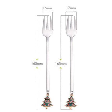Santa's Joyful Holiday Silverware Duo - Cheerful Spoon and Fork Set for Festive Feasts