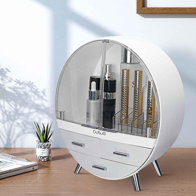 Elegant Transparent Makeup Organizer with Dual Magnetic Doors