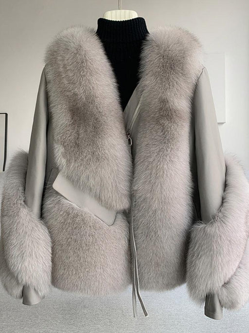 Genuine Leather Fox Fur Winter Coat