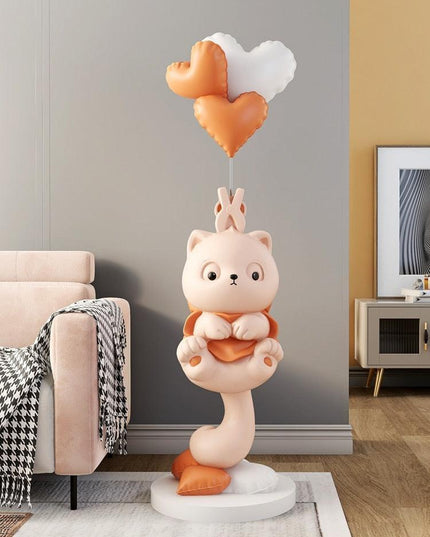 Charming Handmade Long-Tailed Cat Figurine for Elegant Home Accent