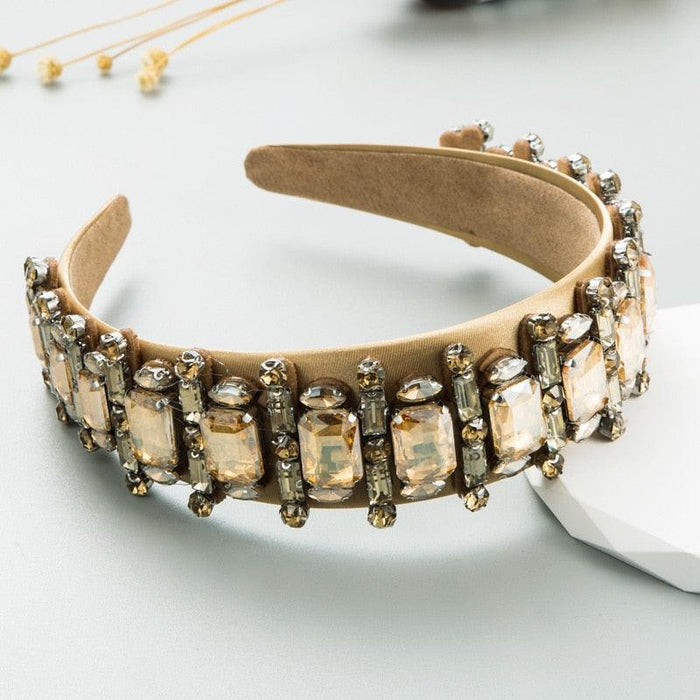Opulent Botanica Baroque Crystal-Embellished Headband with Floral Glass Accents