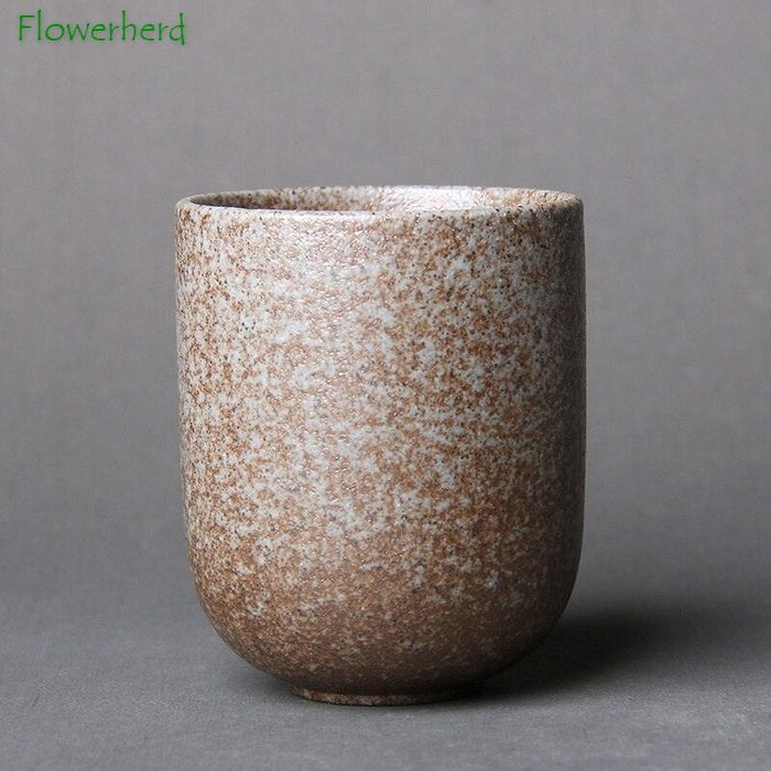 Japanese Style Large Ceramic Tea Cup with Unique Glazed Effect