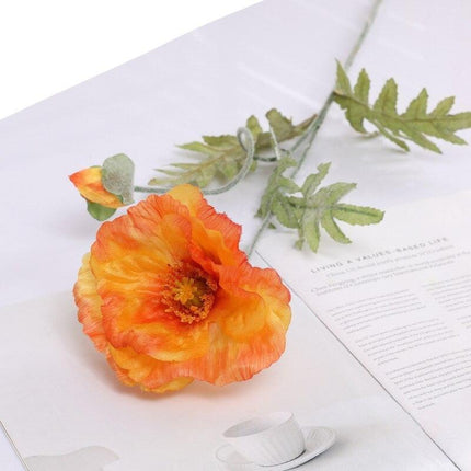 Lifelike Silk Poppy Bloom: Exquisite Floral Home Accent