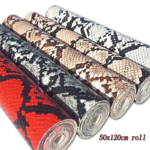 Exotic Python Pattern Synthetic Leather Roll - Crafting Material for Custom Bags, Shoes, and Hair Accessories