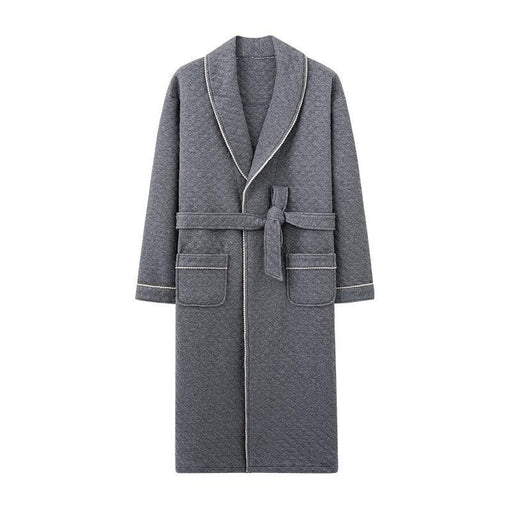 Winter's Finest Cotton Shawl Collar Bathrobe for Men - Grey Sophistication