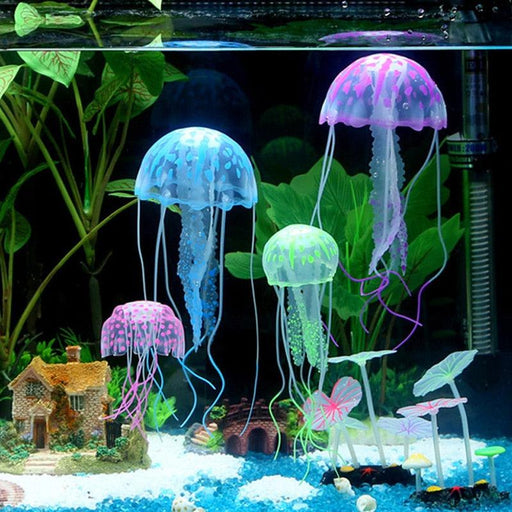 Vibrant Glow-in-the-Dark Jellyfish Aquarium Decor