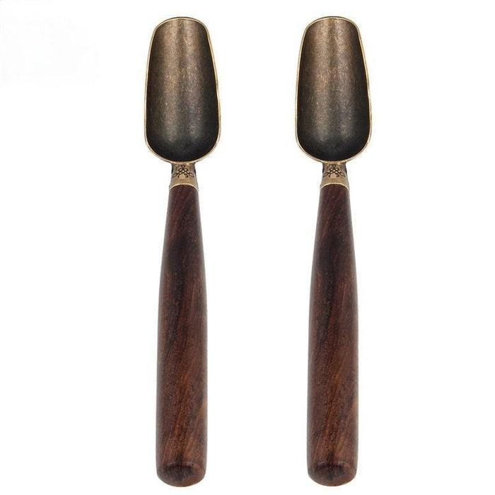 Retro Style Stainless Steel and Wooden Accents Tea Spoon Set for Stylish Tea Ceremonies