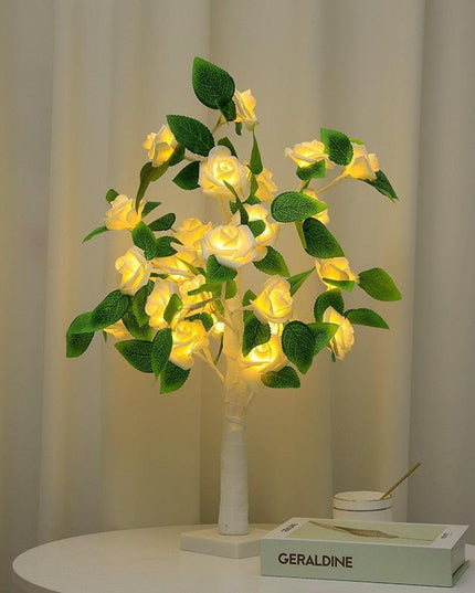 Radiant LED Bonsai Rose Tree: 55CM Floral Table Centerpiece
