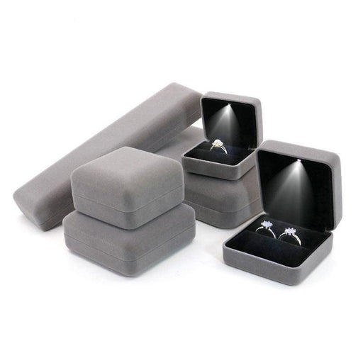 Popular Best Seller Velvet LED Jewellery Gift Box Wedding Ring Pendant Earring Jewelry Display Packaging Cases with Custom Logo-0-Très Elite-Black-Single Ring Box-Très Elite