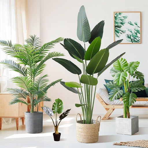 Tropical Vibes Collection: Lifelike Green Artificial Palm Leaf Plants