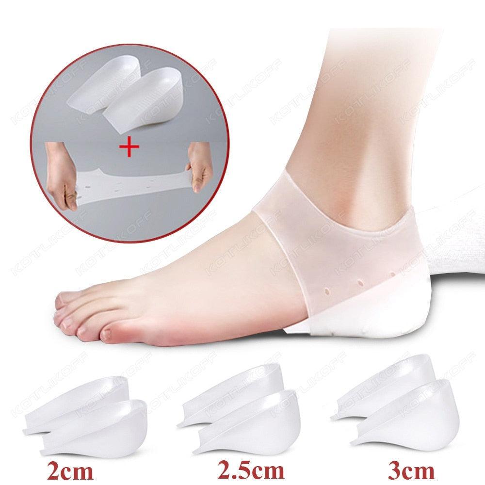 Invisible Silicone Height Increase Insole Silicone Socks Gel Heel Pads Heel Protectors Heightening Lift Shoes Sole Pad Unisex-0-Très Elite-Height 2cm-Très Elite