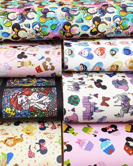 Cartoon-Inspired Faux Leather Craft Rolls - Set of 2 - 20x134cm Each