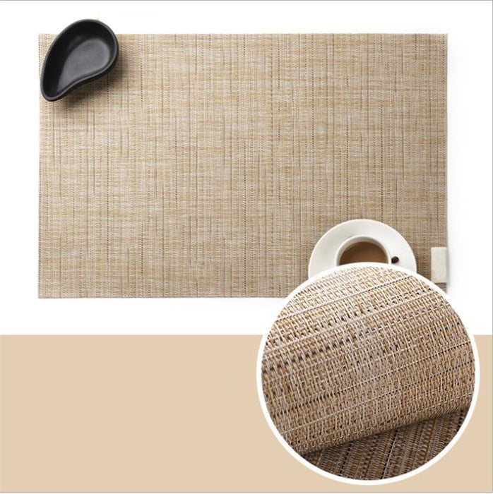 Hand-Crafted Bamboo Design Placemat Set - 4 Pieces with PVC Insulation Pads