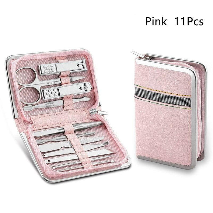 Stainless Steel Nail Clippers Set with Travel Case: Complete Manicure Kit for Professional Use