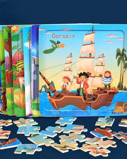 Montessori 3D Animal Vehicle Puzzle Set - Interactive Wooden Learning Toy for Kids