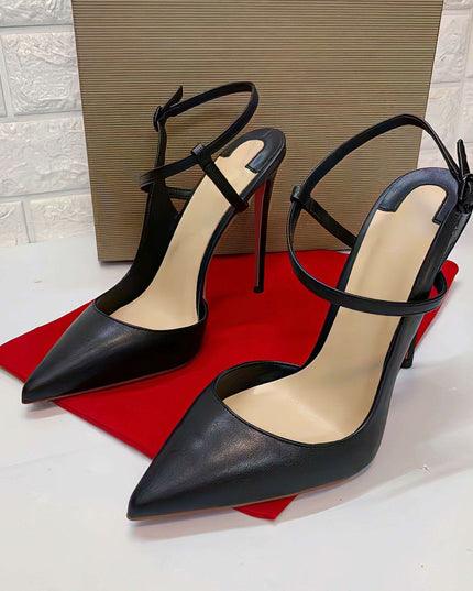 Sleek Black Lace-Up Stiletto Heels for Trendsetting Women