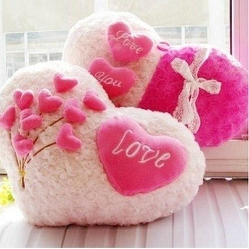 Rose Heart-shaped Pillow Love Cushion Love Heart Pillow Gifts-Toys & Games›Stuffed Animals & Plush-Très Elite-A-Très Elite