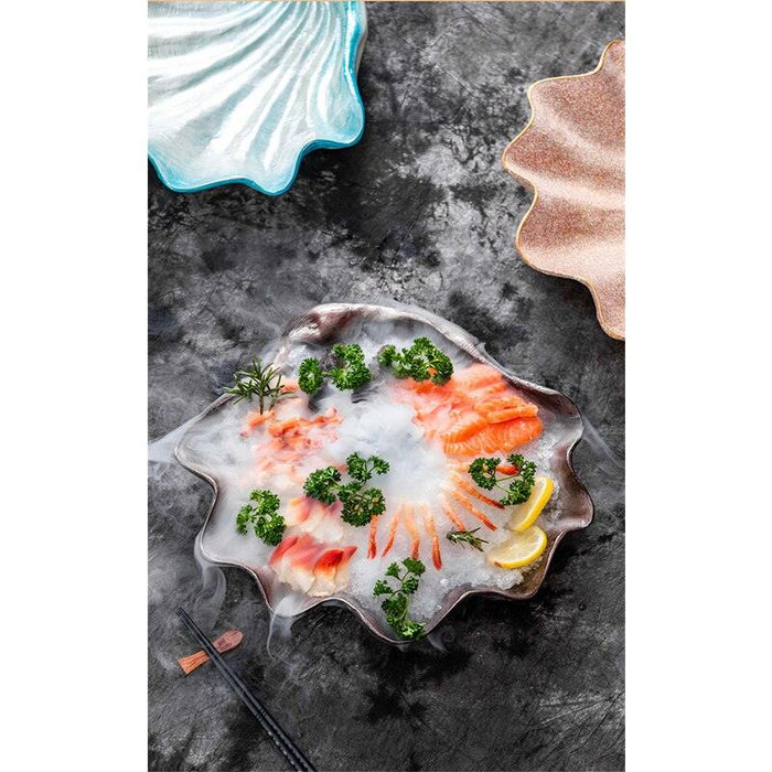 Japanese Seafood Sushi Fish Sashimi Serving Platter with Dry Ice Display