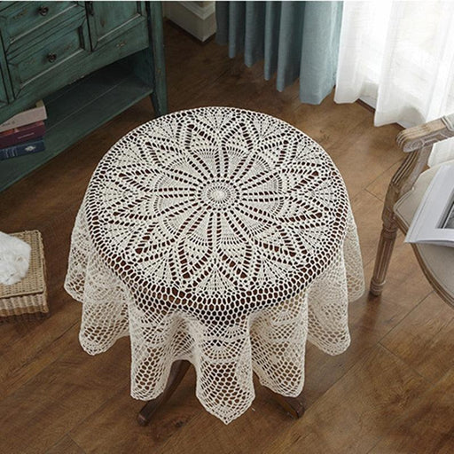 Elegant Botanica Round Tablecloth with Handcrafted Crochet Detailing for Home Entertaining & Holiday Festivities