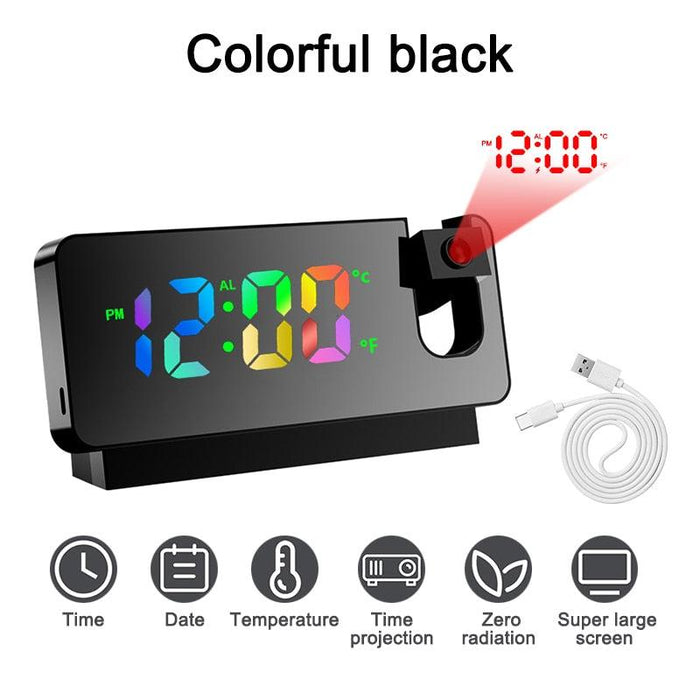 Ceiling Projector LED Digital Alarm Clock with 180° Rotation for Bedroom or Office