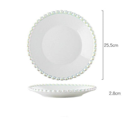 Elegant Porcelain Bowl with Pearl Shell Edge - Sophisticated Tableware for Memorable Dining