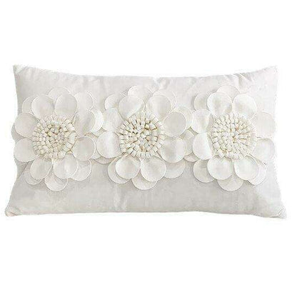 Pink and White Floral Velvet Tufted Throw Pillow Set with Fringe Trimming