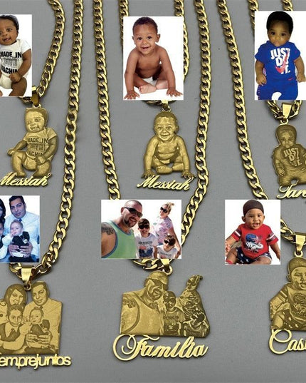 Personalized Stainless Steel Photo Pendant Necklace with Custom Nameplate and Cuban Chain - Celebrate Your Unique Journey