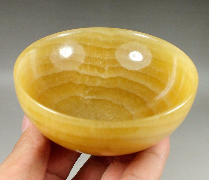 Hand-Carved Yellow Jade Topaz Bowl - Natural Stone Teacup for Wellness
