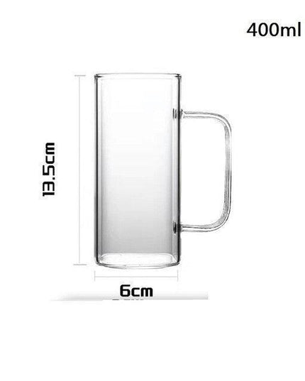 Sophisticated Square Glass Mug Set - 400ml Capacity, Heat-Resistant & Microwave-Safe