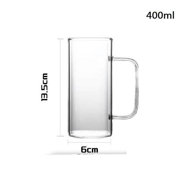 400ml Square Glass Mug - Transparent, Heat-Resistant, Microwave Safe - Très Elite