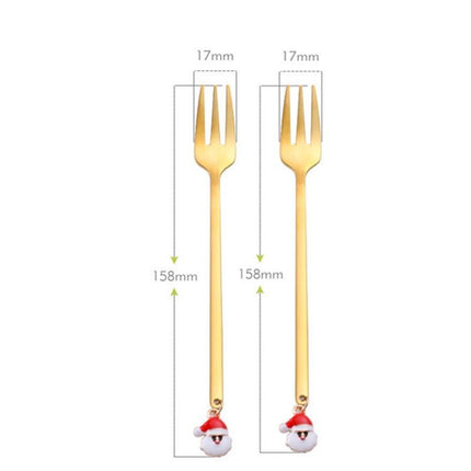 Santa's Joyful Holiday Silverware Duo - Cheerful Spoon and Fork Set for Festive Feasts