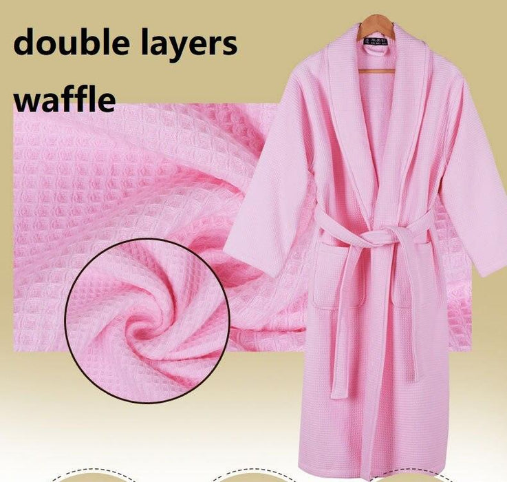 Plush Waffle Weave Cotton Kimono Robe