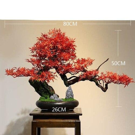 Stunning Lifelike Red Maple Bonsai Tree - Exquisite Desk Ornament