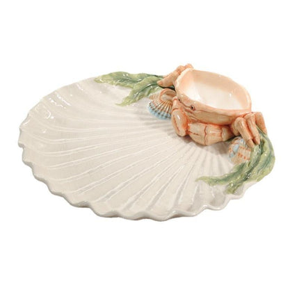 Sophisticated European Shell Ceramic Seasoning Platter for Exquisite Dining Experiences
