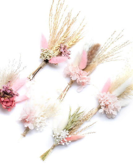 Vibrant Dried Hydrangea and Pampas Grass Set - 6 Colorful Mini Packs