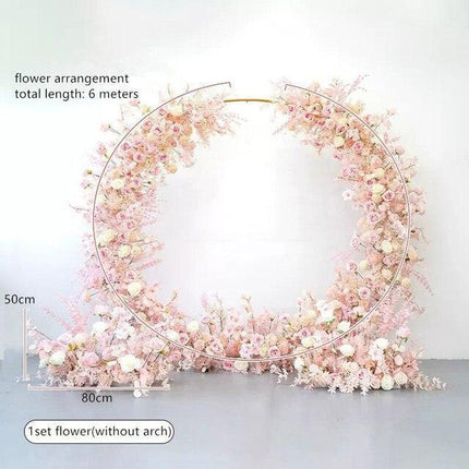 Charming Pink Floral Wedding Arch Set for Enchanting Decor Makeover