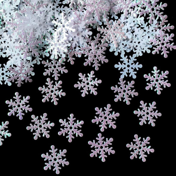 300/600pcs 2cm Christmas Snowflakes Confetti Xmas Tree Ornaments Christmas Decorations for Home Winter Party Cake Decor Supplies-0-Très Elite-laser white-300pcs-Très Elite