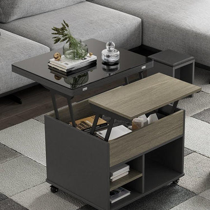 Convertible Lift-Top Coffee Table: Versatile Dining & Living Space Solution