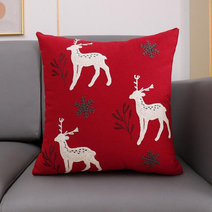 Embroidered Holiday Wreath Decorative Pillow Sham - Festive Home Accent