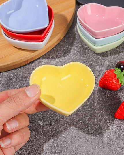 Romantic Heart-Shaped Ceramic Sauce Dish Set - Elegant Dining Accessories