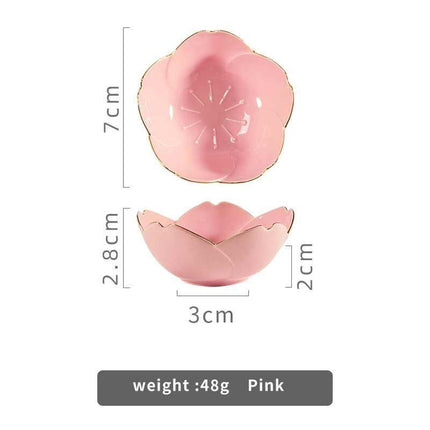 Elegant Cherry Blossom Ceramic Dishes for Seasoning and Trinket Display